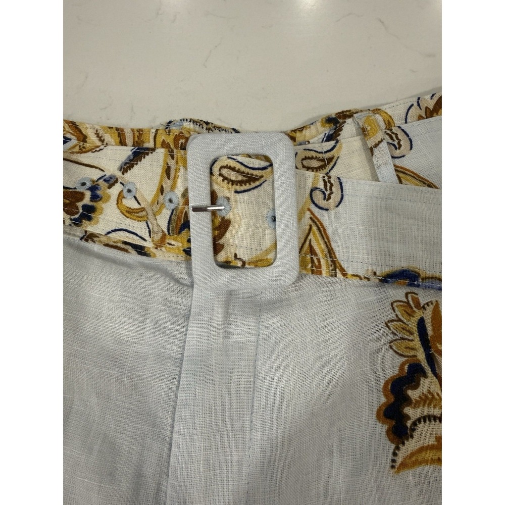 JOIE 100% Linen Size Medium Floral Dress Shorts Light Blue Matching Belt NWT - Picture 3 of 12